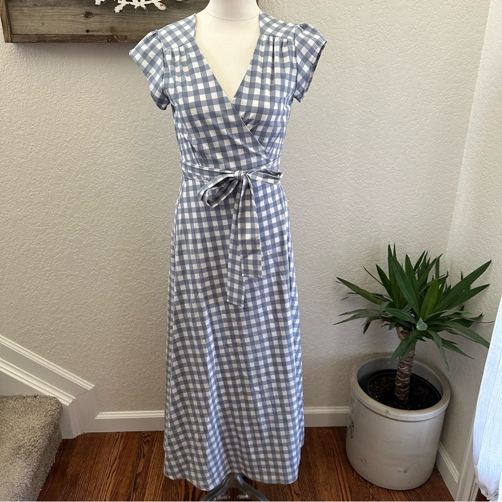 Wayre Roma Blue and‎ White Wrap Reversible Maxi Dress size Small